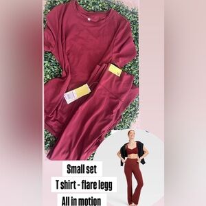 all in motion Wine Red Lounge T-Shirt & Flare Leggings Set
